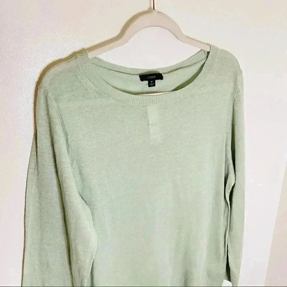 NWT J. Crew Relaxed Fit Linen Crewneck Pullover Sweater Mint Green - Picture 4 of 7